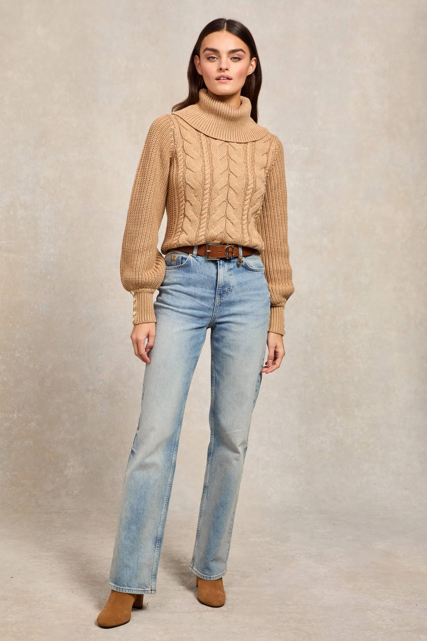 Corded Roll Neck Knit (Camel)