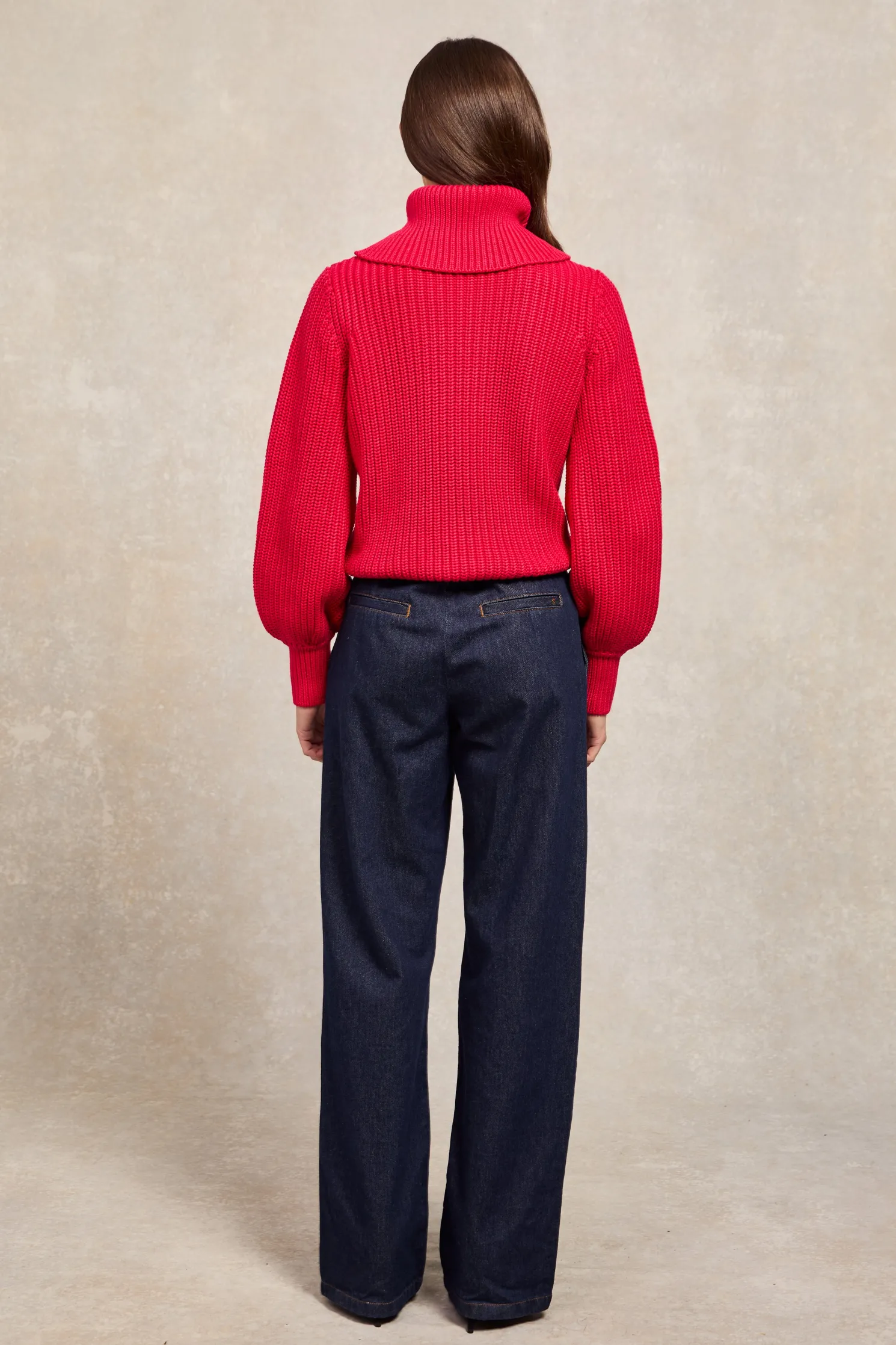 Corded Roll Neck Knit (Raspberry)