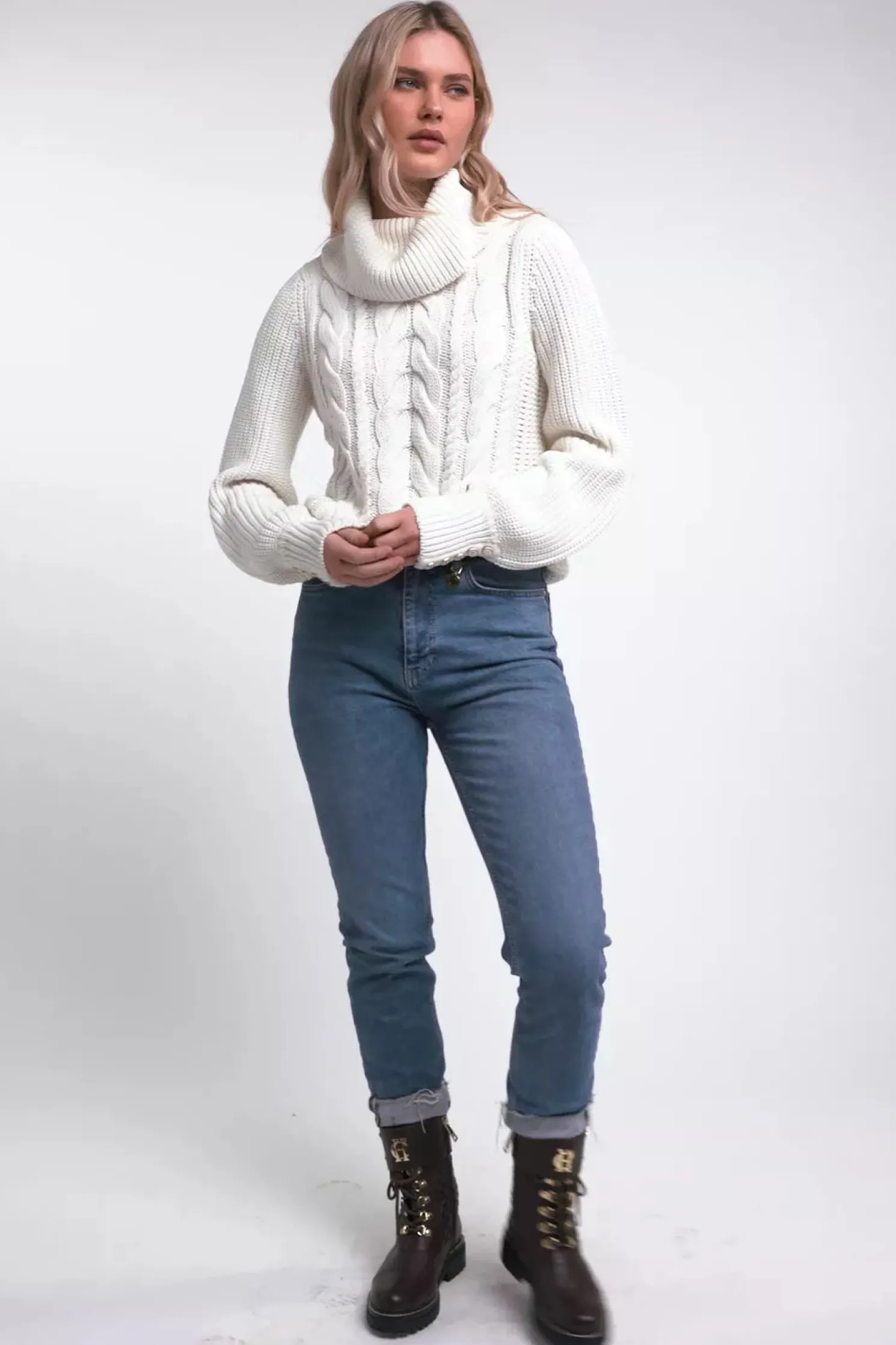Corded Roll Neck Knit (Natural)