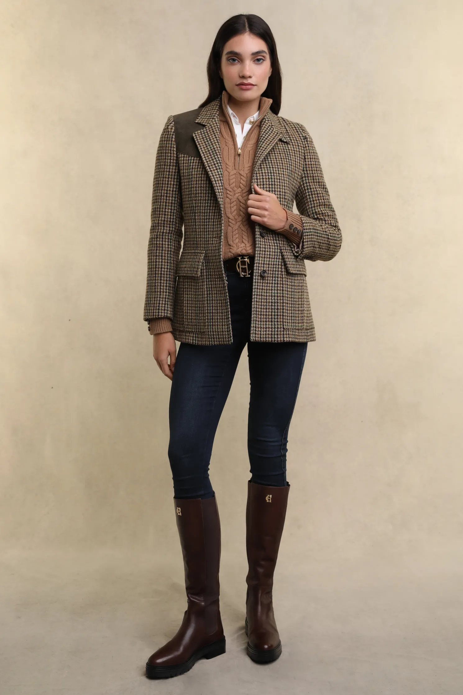 Country Cable Quarter Zip Knit (Caramel)