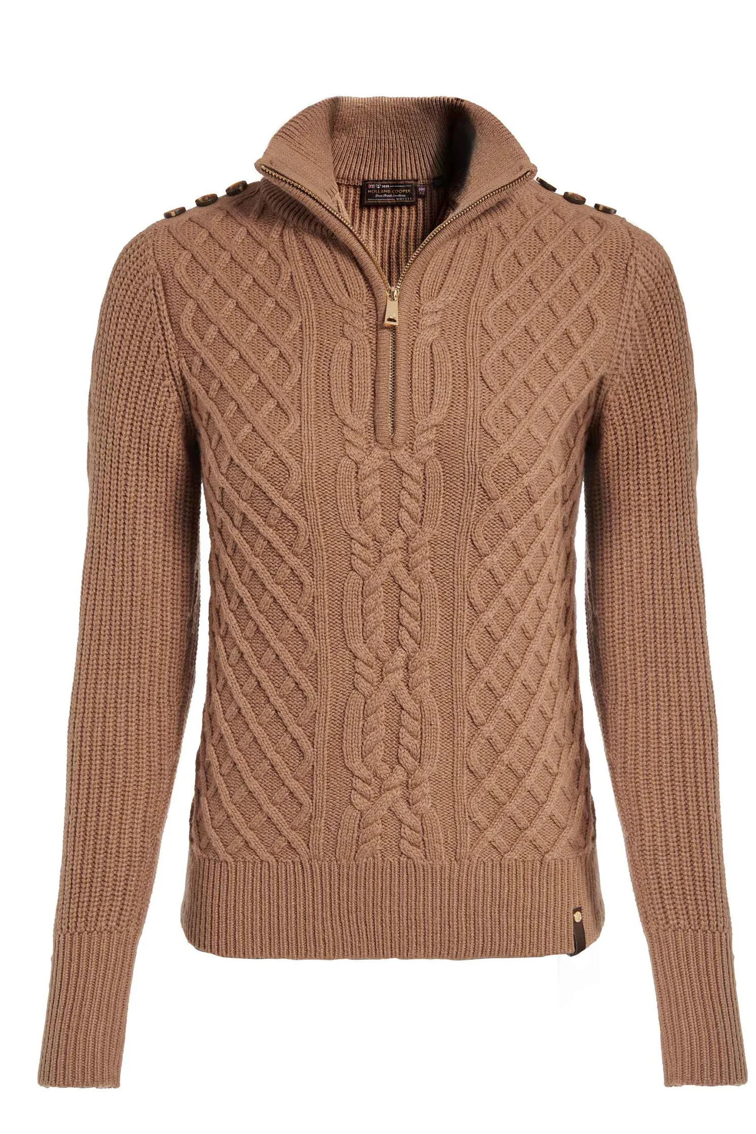 Country Cable Quarter Zip Knit (Caramel)