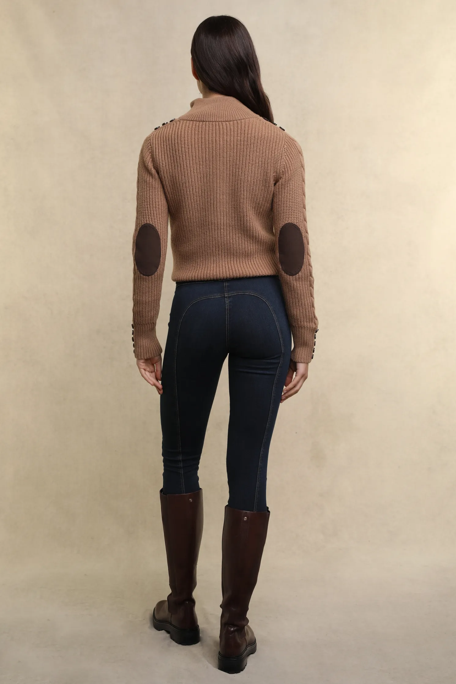 Country Cable Quarter Zip Knit (Caramel)