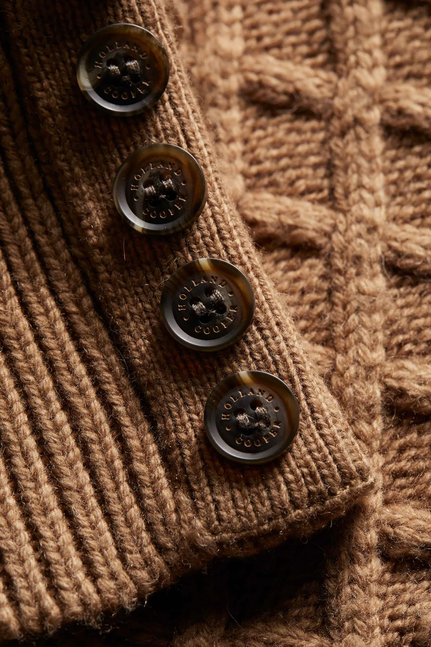 Country Cable Quarter Zip Knit (Caramel)