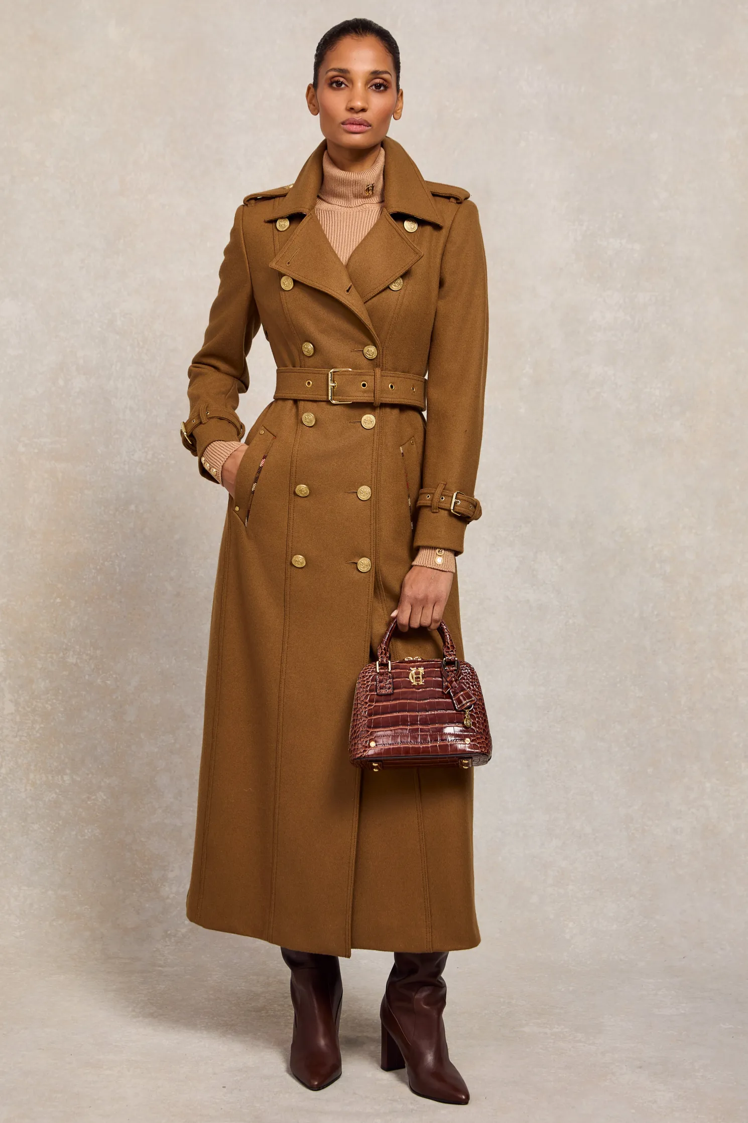Full Length Chelsea Trench Coat (Dark Camel)