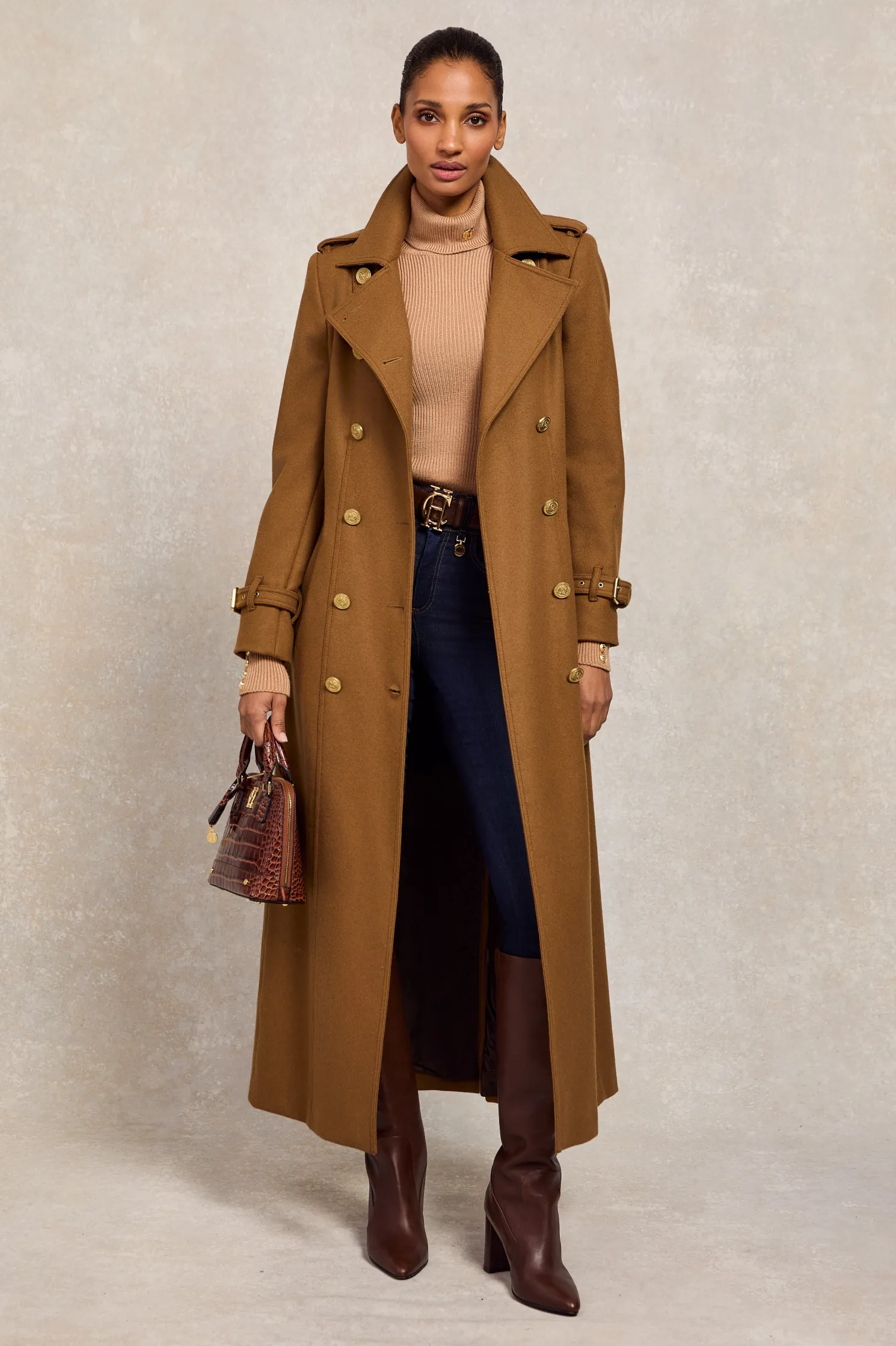Full Length Chelsea Trench Coat (Dark Camel)