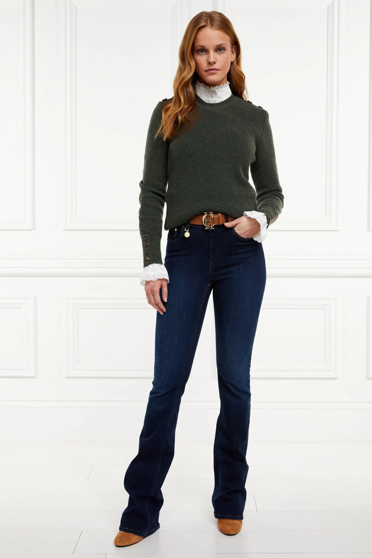 Heritage Crew Neck Knit (Forest Marl)