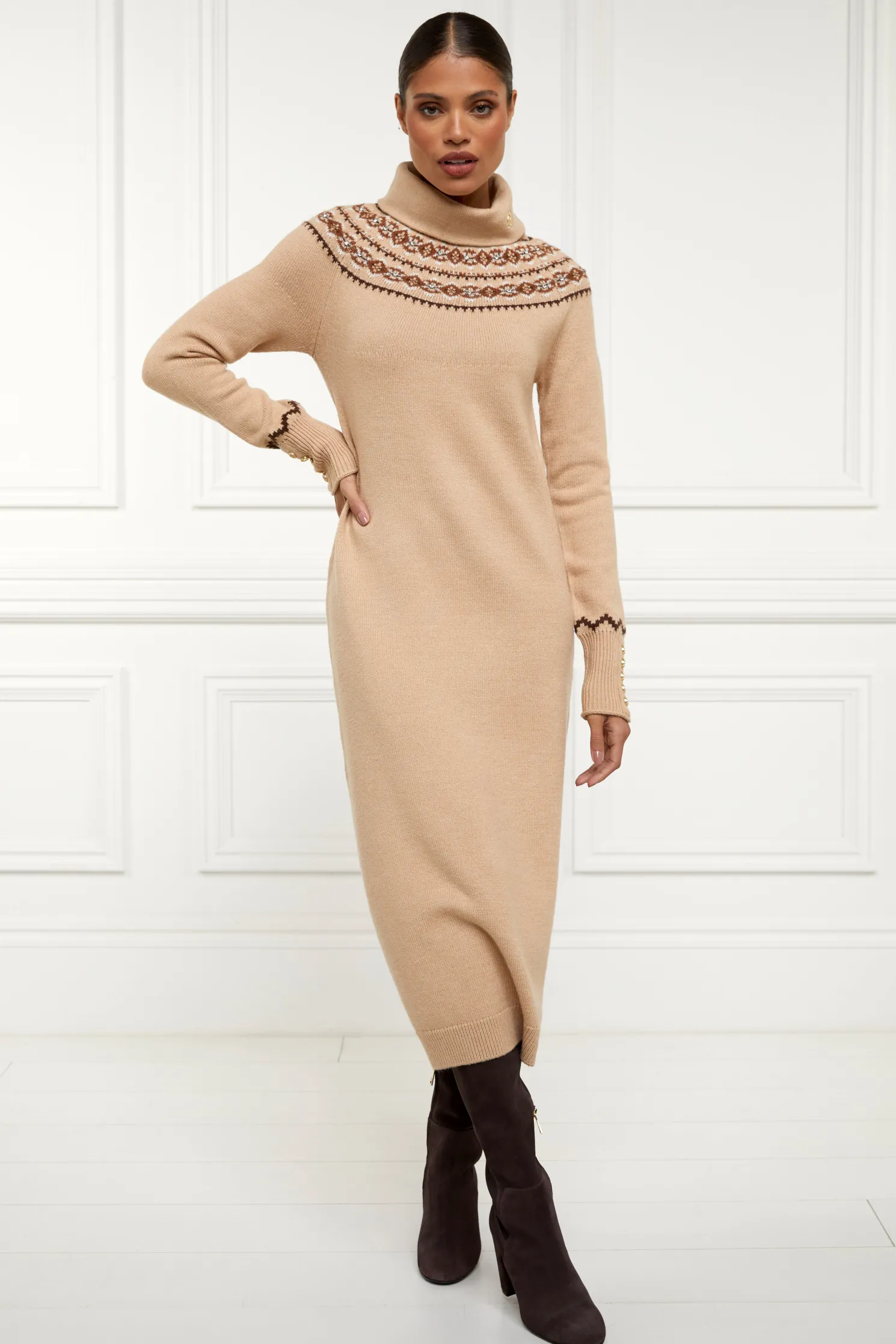 Jennifer Midi Knit Dress (Camel)