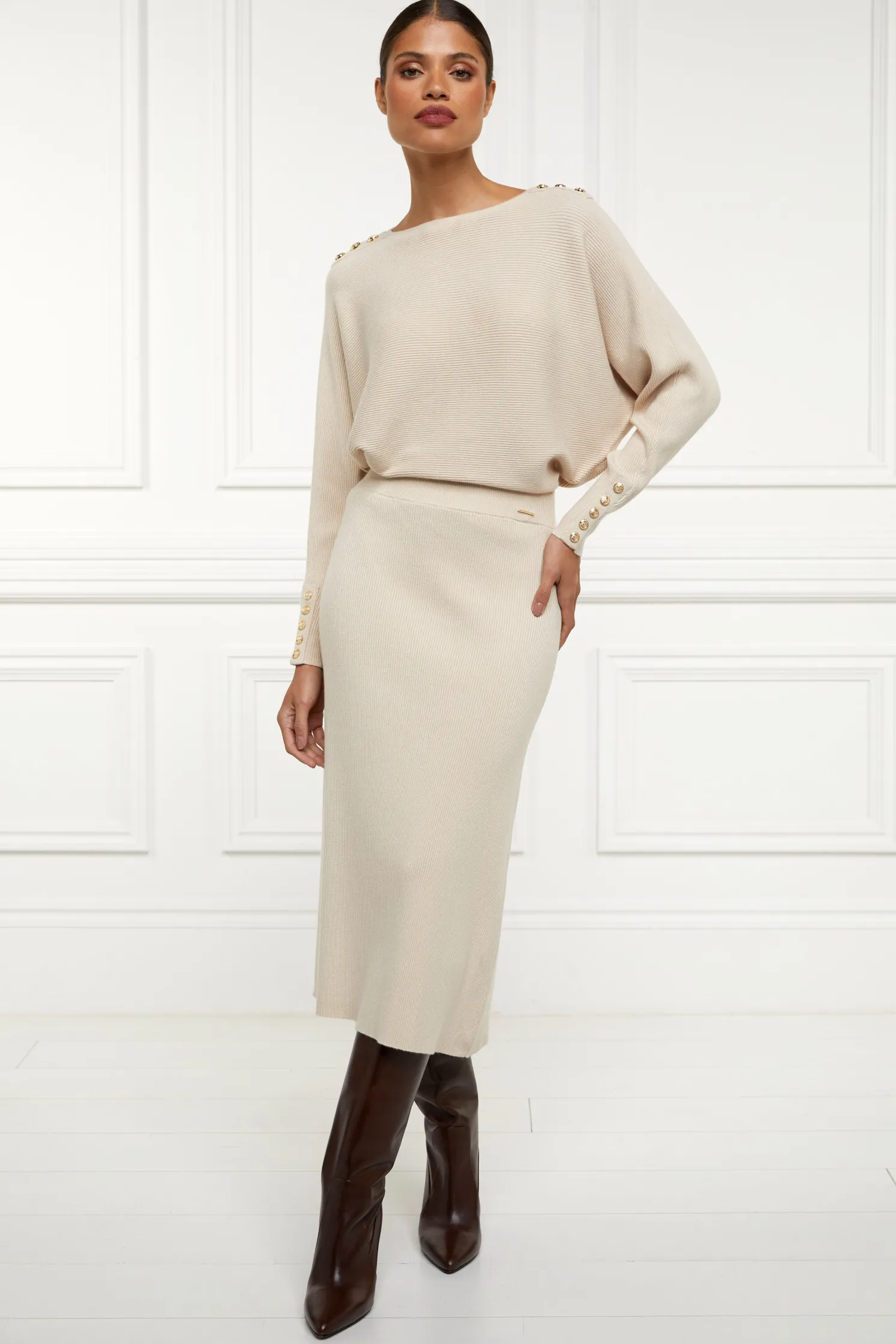 Leyla Knitted Skirt (Oatmeal)