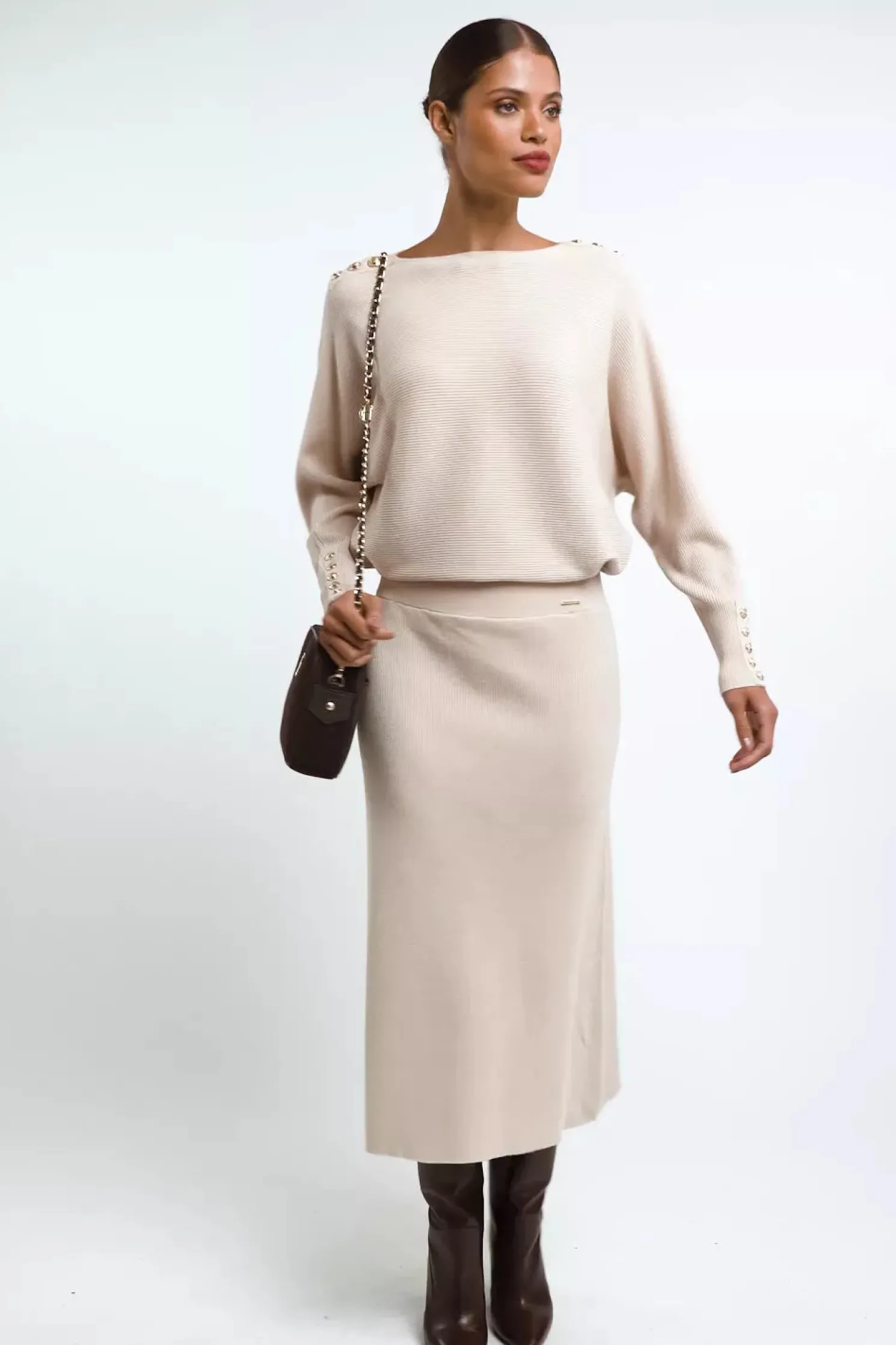 Leyla Knitted Skirt (Oatmeal)