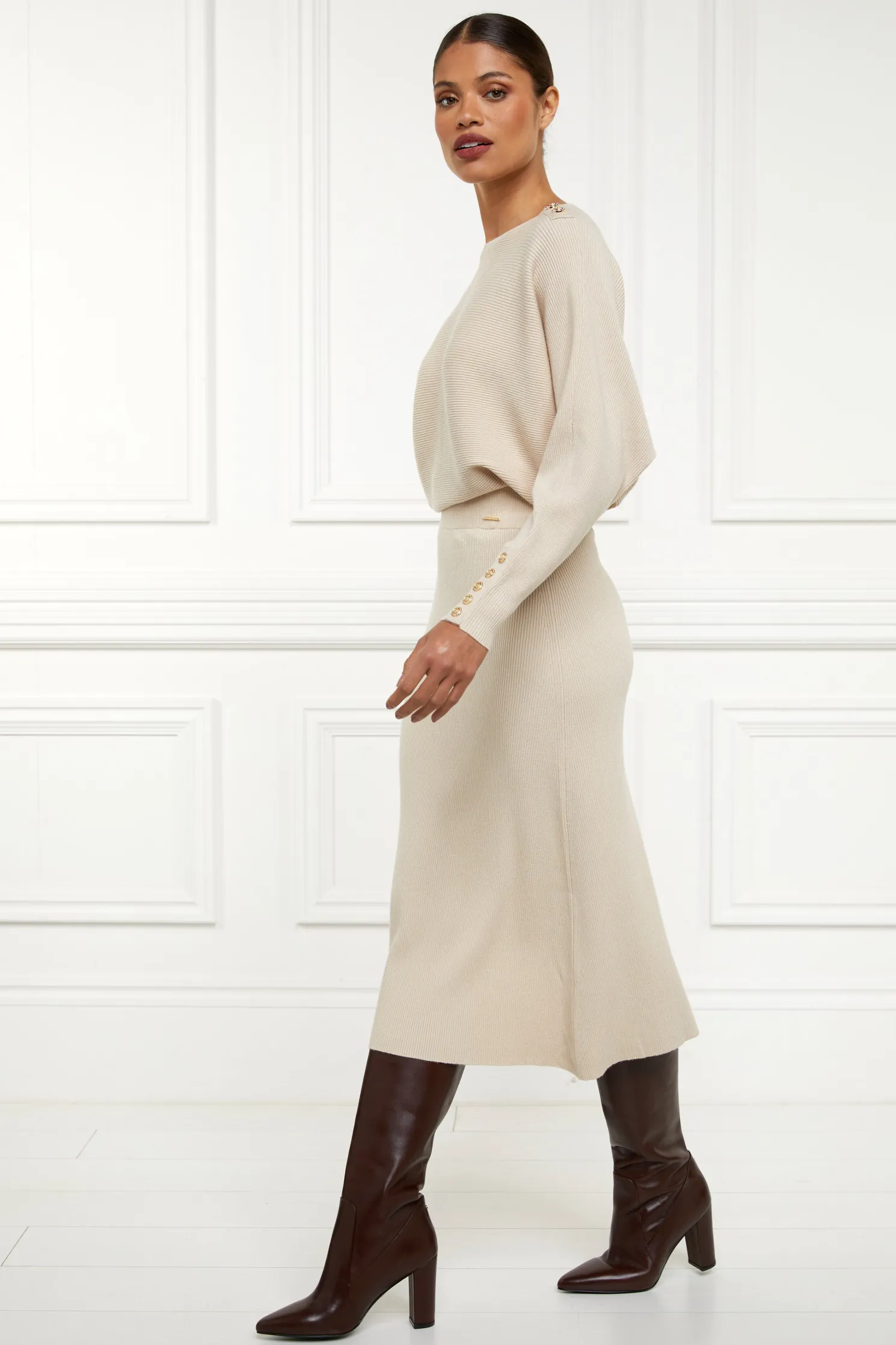 Leyla Knitted Skirt (Oatmeal)