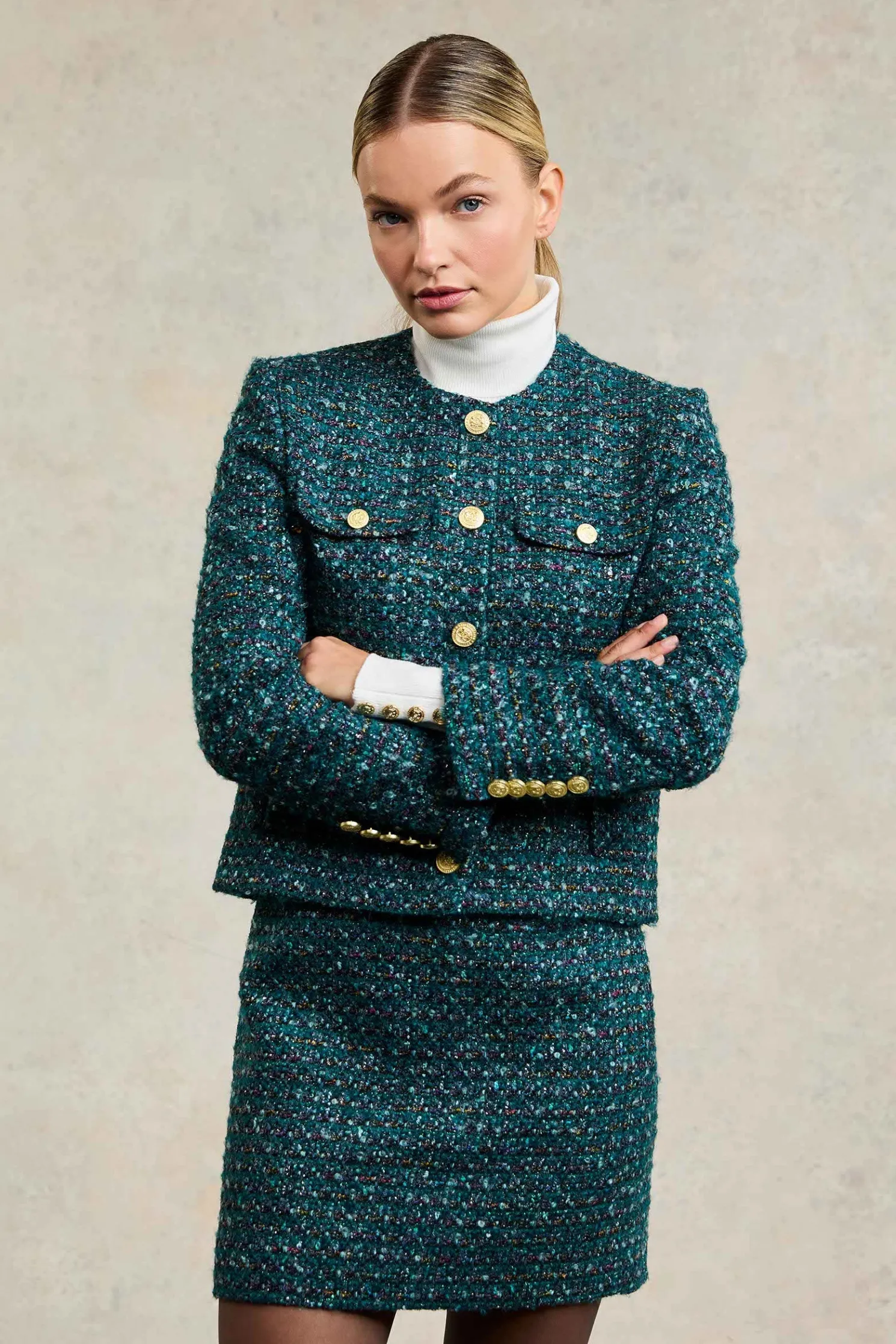 Regency Skirt (Emerald Boucle)