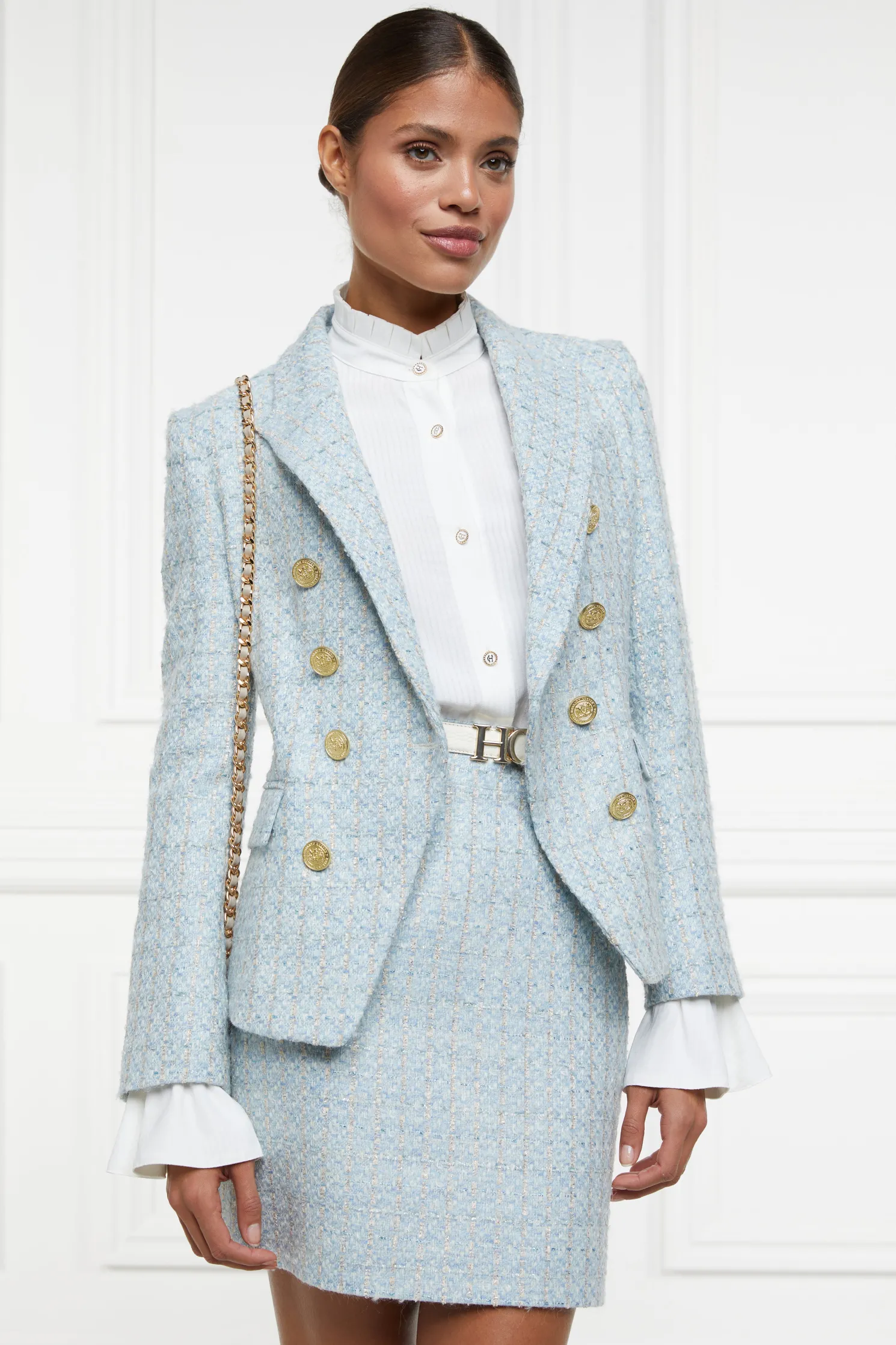 Regency Skirt (Sky Blue Boucle)