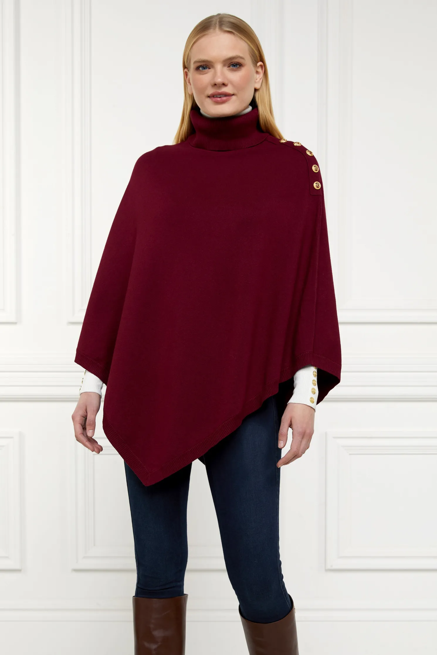 Roll Neck Cape (Wine)