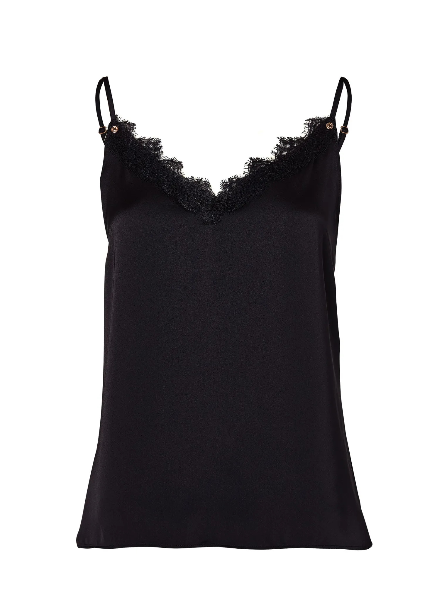 Satin Lace Cami (Black)