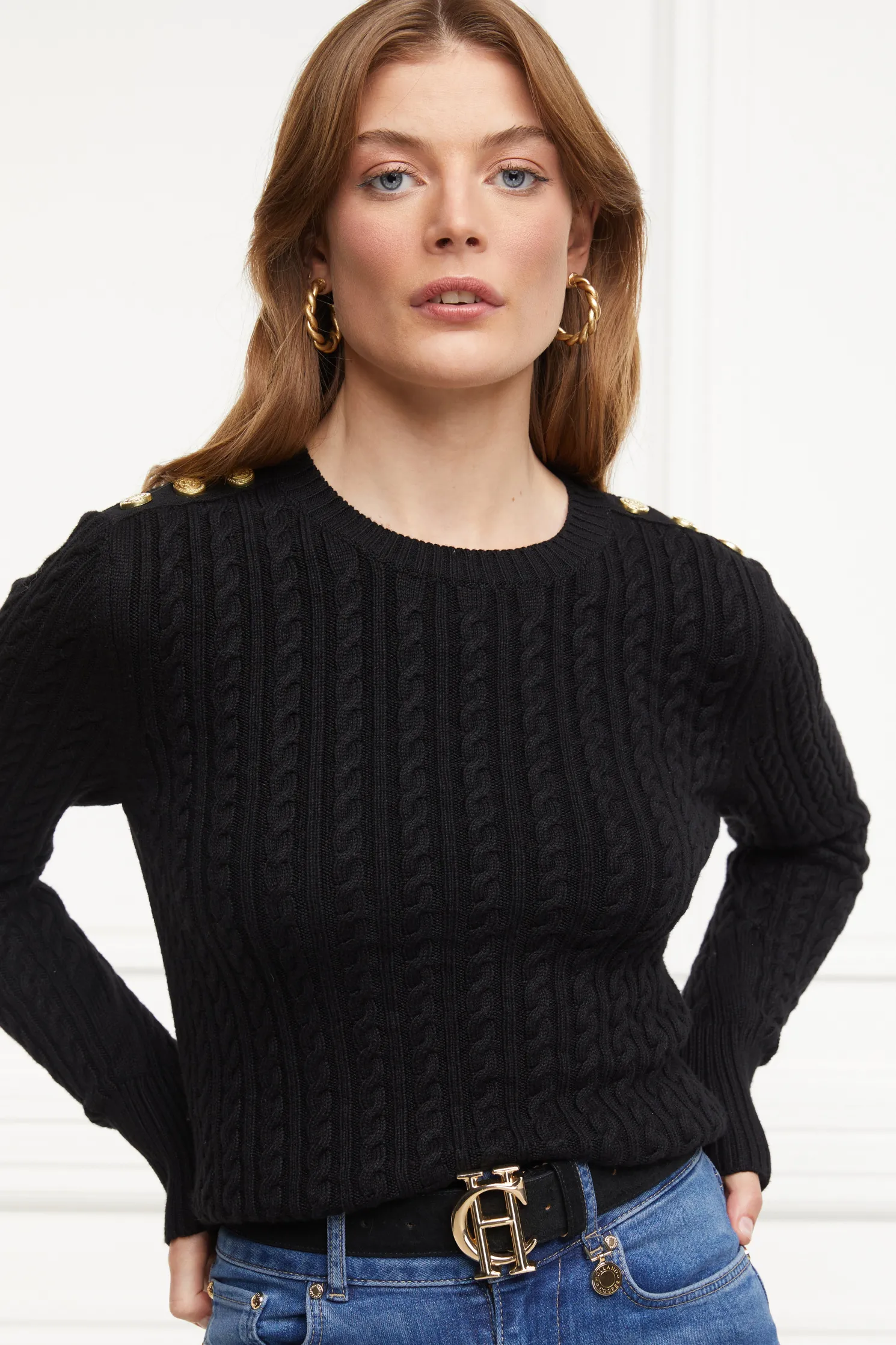 Seattle Cable Crew Knit (Black)