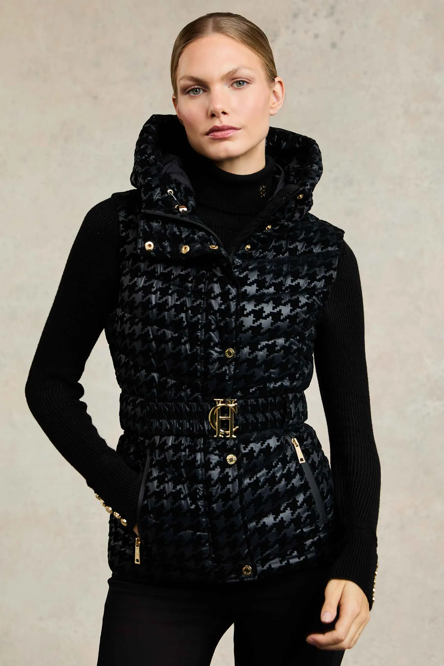 Vermont Gilet (Mono Houndstooth)