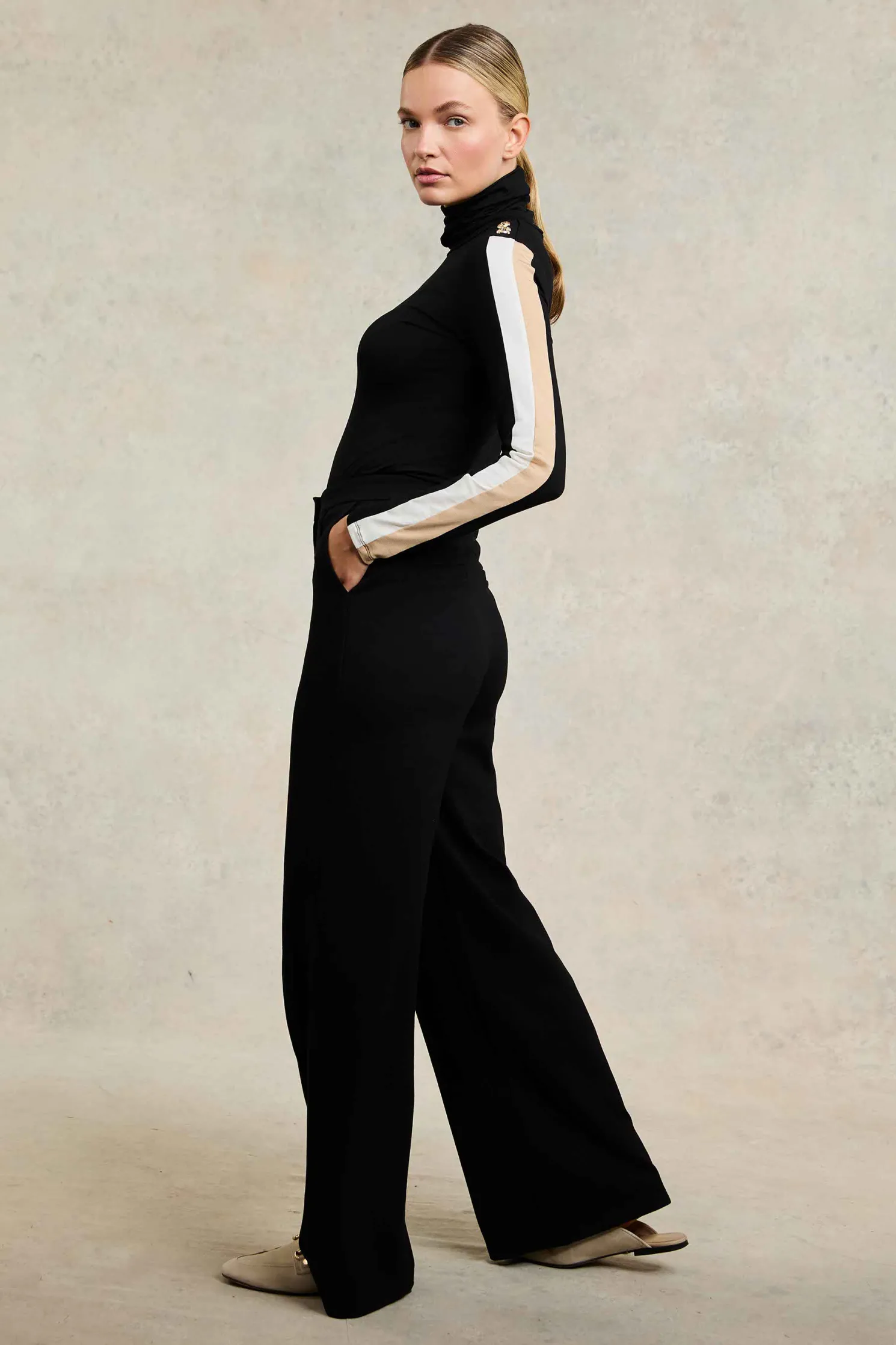 Wide Leg Pant (Black Black)